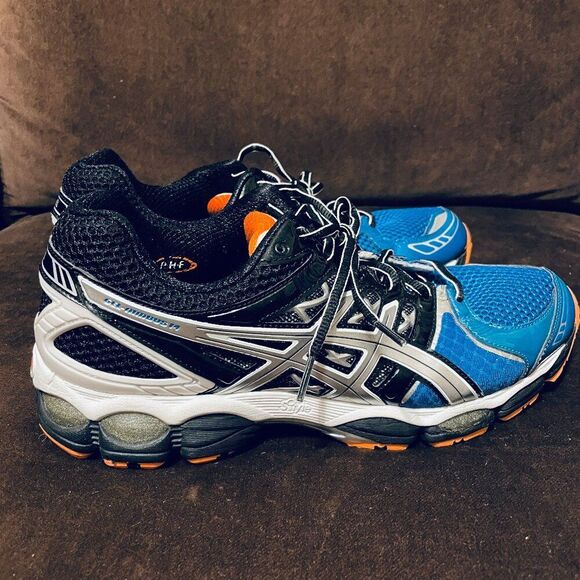Vintage Deadstock ASICS GEL Nimbus 14 Blue Silver Vibrant Orange 10 US 44 EUR - Picture 1 of 11